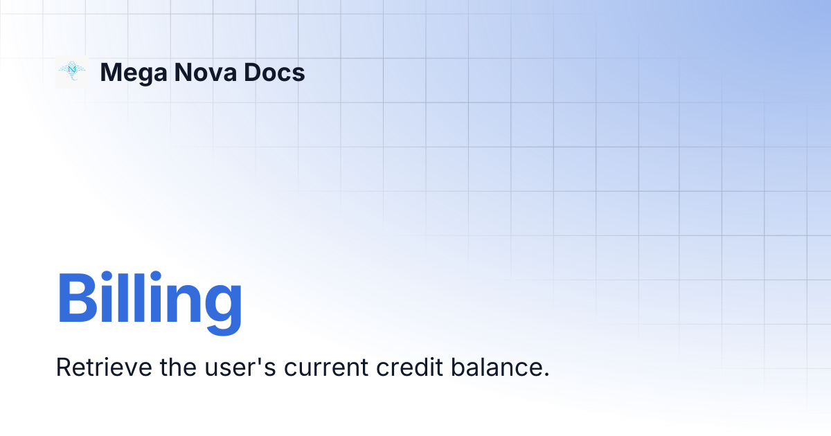 Billing | Mega Nova Docs